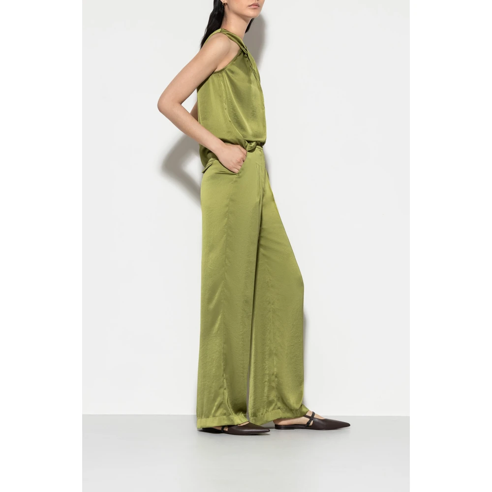 LUISA CERANO Wideleg Broek met Plooien Green Dames