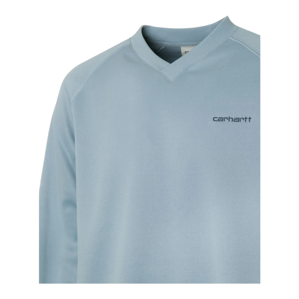 Carhartt WIP V-hals Gebreide Sweatshirt met Gestreepte Mouwen Blue Heren