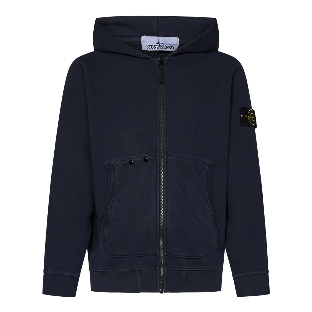 Stone Island Blå Fleece Hoodie Aw24 Blue, Herr