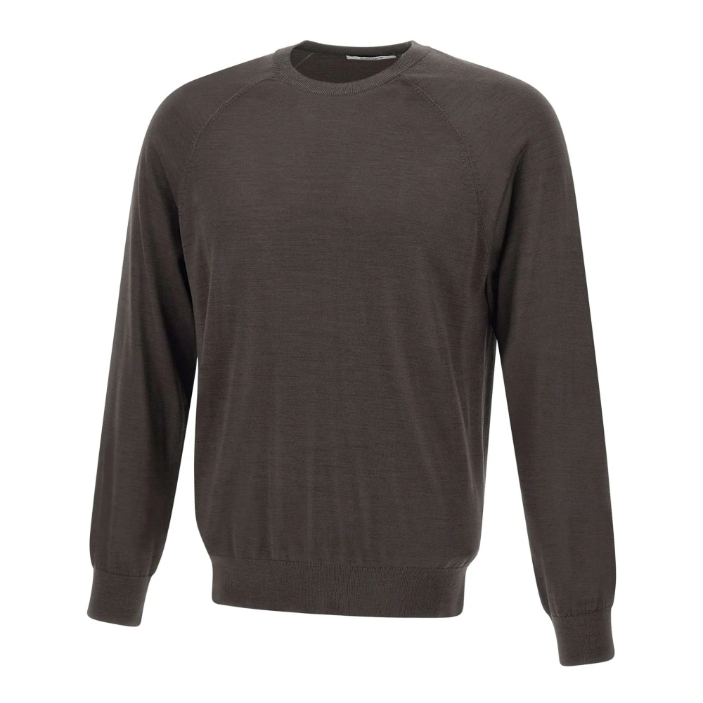 Kangra Men's Brown Round-Neck Knitwear, M, Crewneck Jumper In Silk And Cashmere