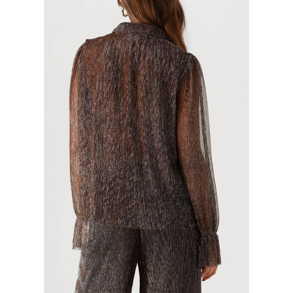 Notre-v Bronzen Glitter Blouse Brown Dames