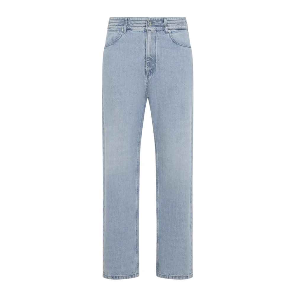 Jil Sander Men's Blue Straight Fit Jeans, W33, Marble Cotton Jeans
