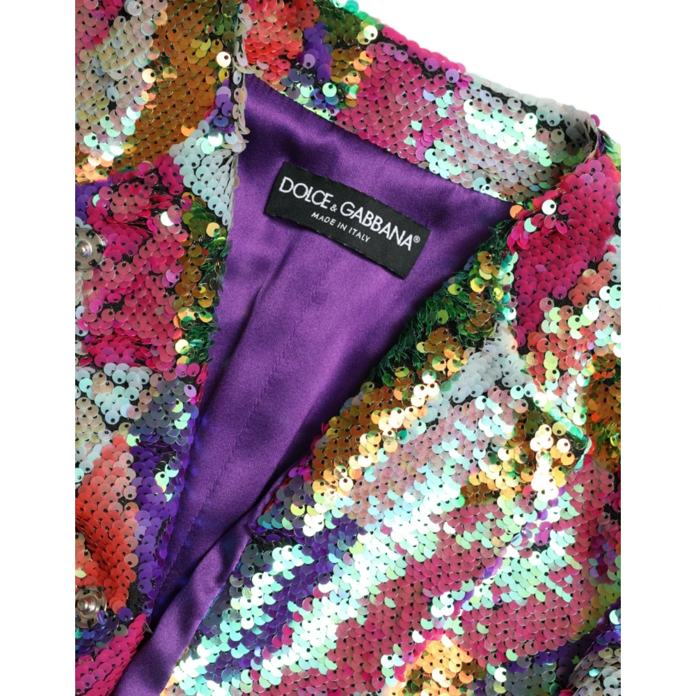 Dolce & Gabbana Pailletten Multicolor Lange Jas Multicolor Dames