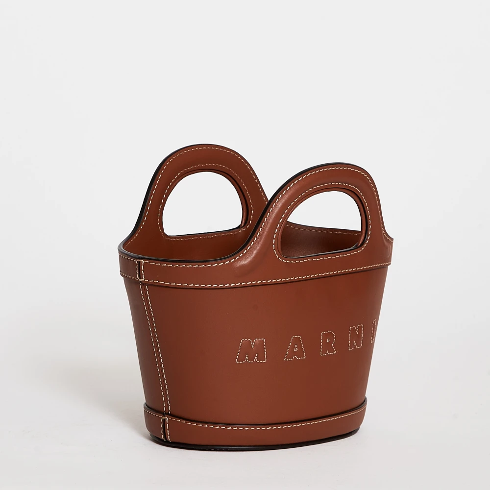 Marni Bruine Tropicalia Leren Handtas Brown Dames