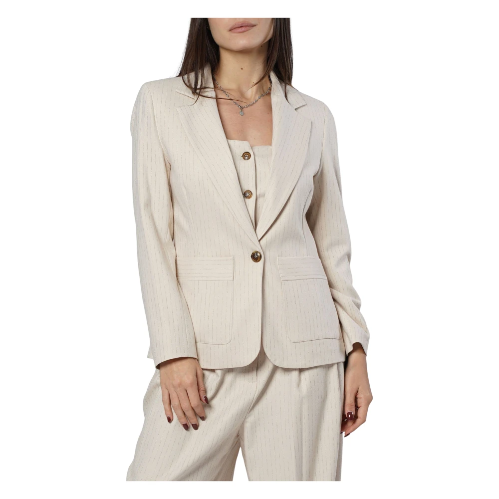 H2O Gestreepte Witte Jas Beige Dames