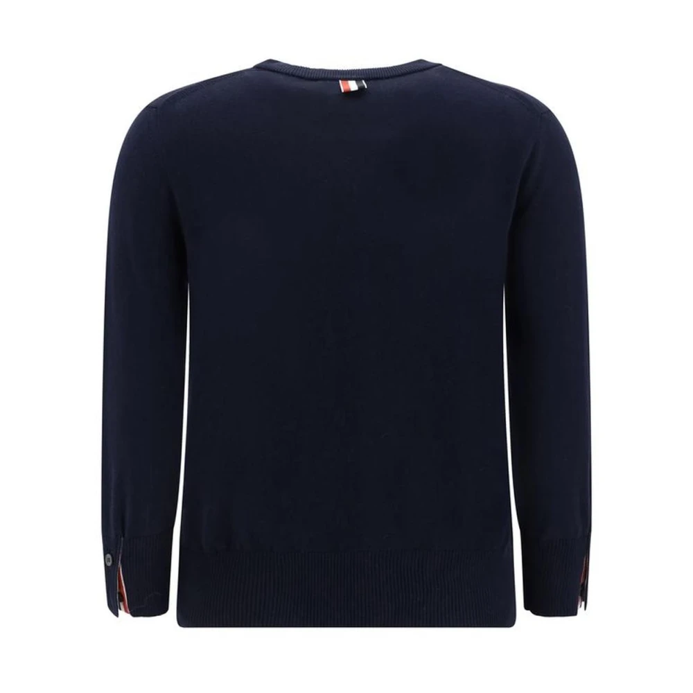 Thom Browne Contrasterende Banden Geknoopte Splitten Trui Blue Dames