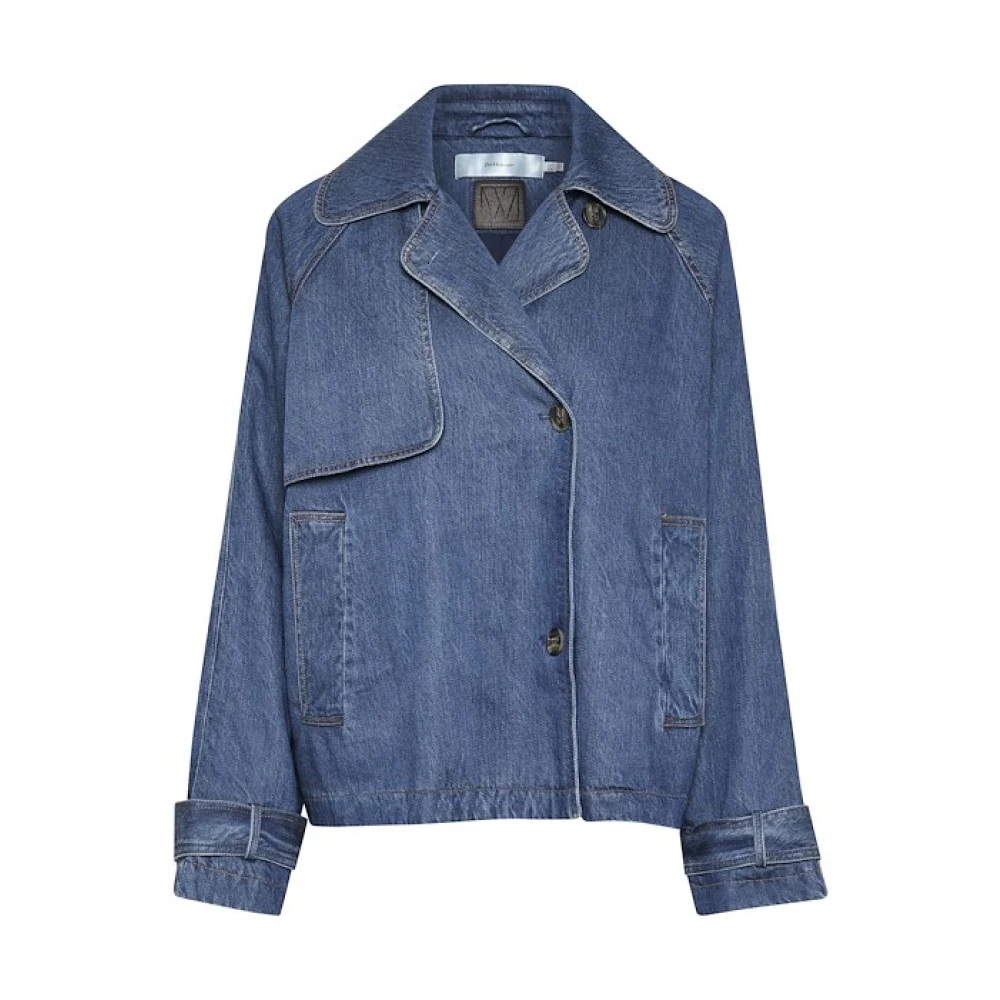 InWear Denim korte jas met kraag en knopen Blue Dames