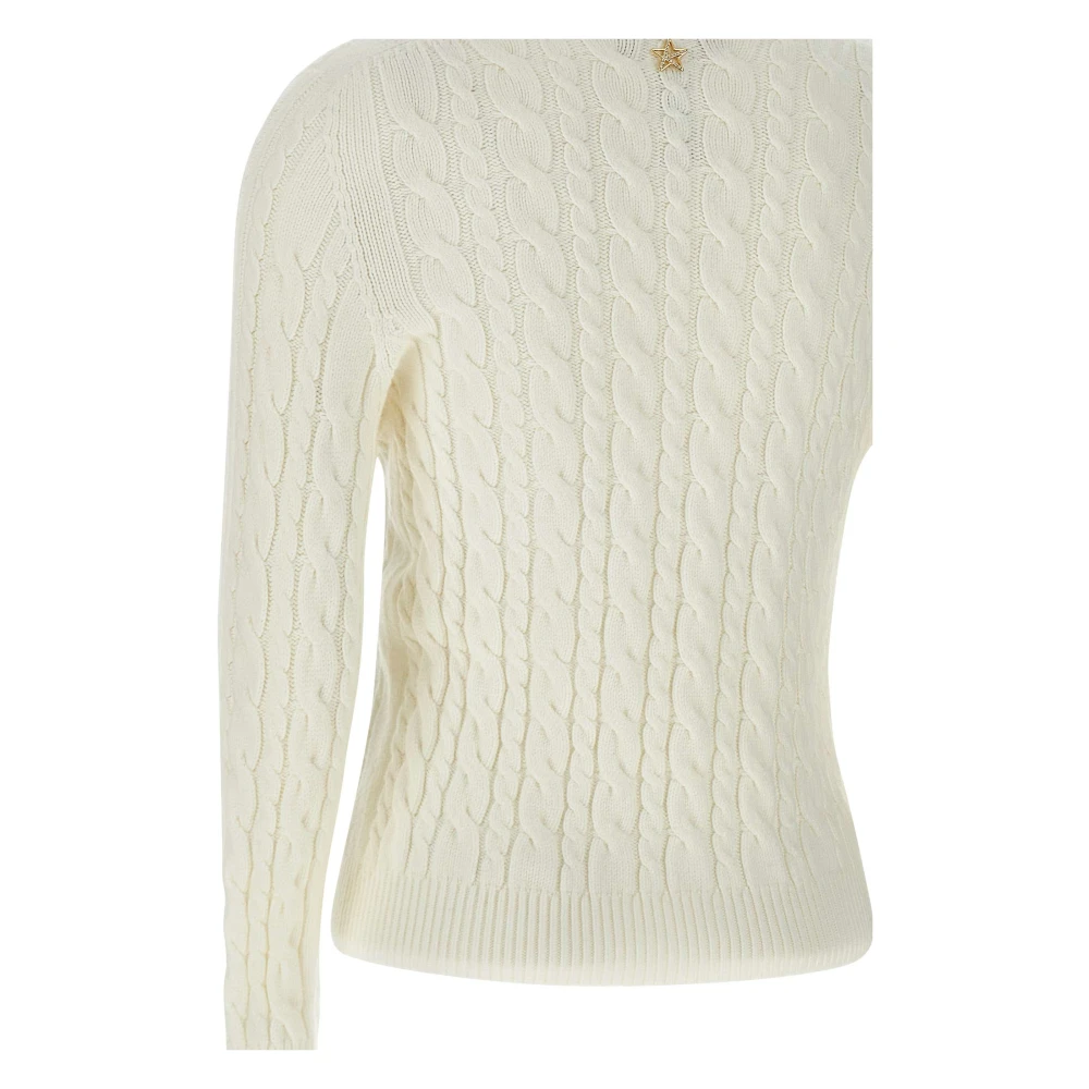 Kaos Witte V-hals Kabeltrui White Dames