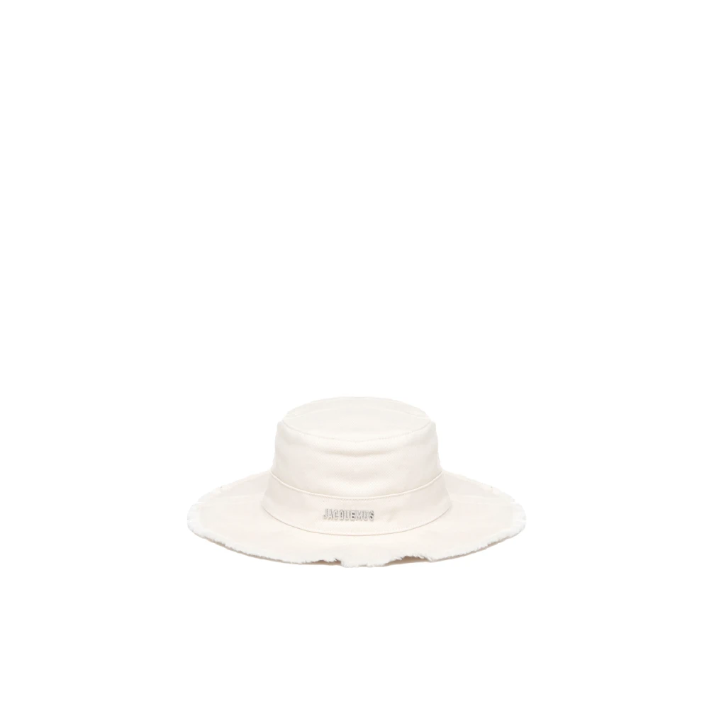 Jacquemus Witte Explorer Raffelrand Hoed White Dames