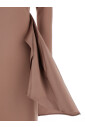 robe-longue-marron-encolure-bateau-drapee
