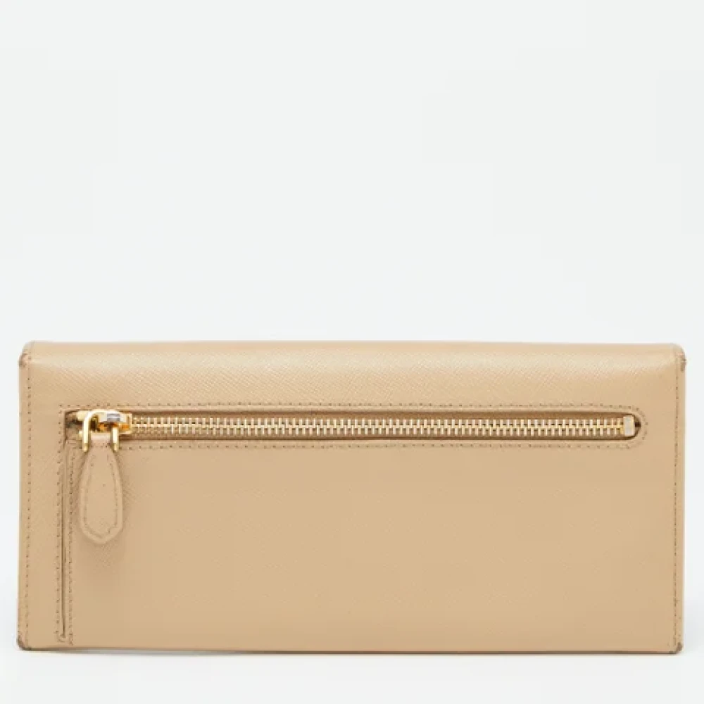 Prada Vintage Pre-owned Leather wallets Beige Dames