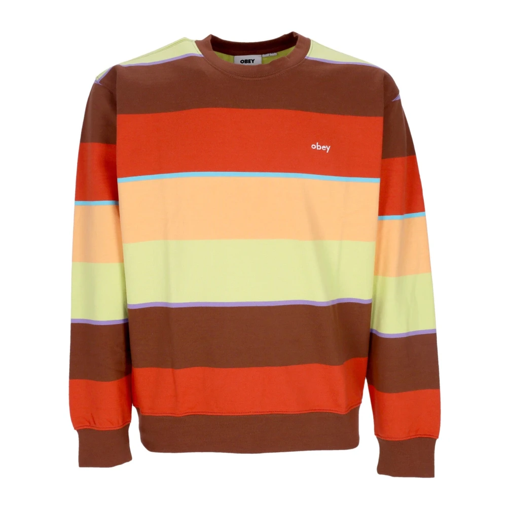 Obey Gestreepte Crewneck Sweatshirt Sepia Multi Multicolor Heren