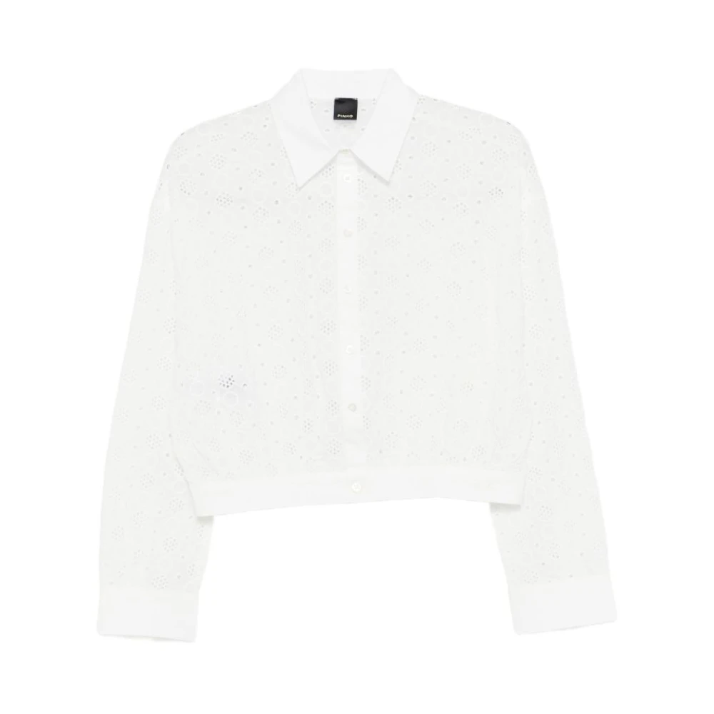 Pinko Women's White Shirts, L, Charita Crop Shirt