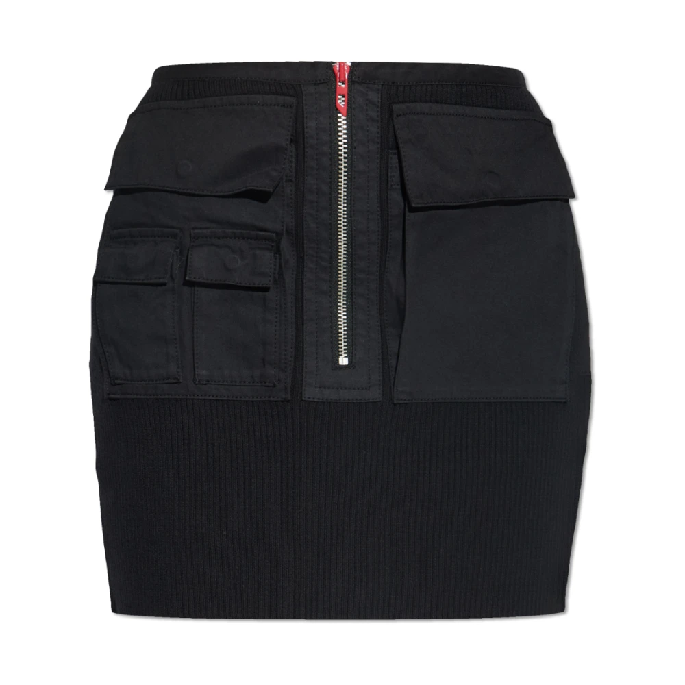 Diesel Kvinno Svart Kjolar Dam, L, Bomull, Kjol M-Meryn-Kort