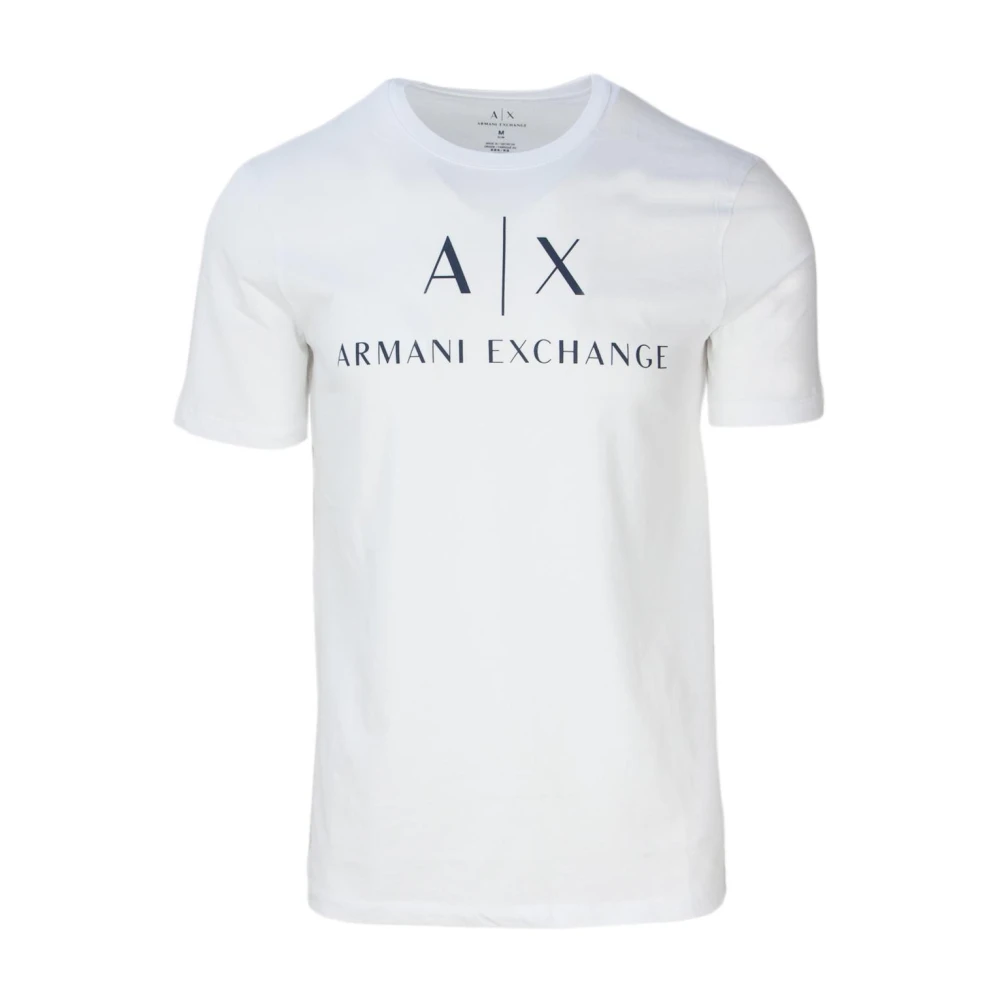 Armani Exchange Vit Logo Print T-shirt Kort Ärm White, Herr