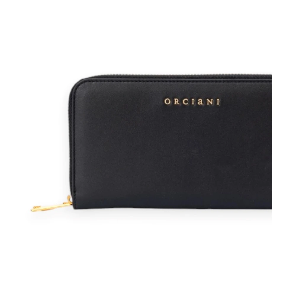 Orciani Leren ritsportemonnee met meerdere vakken Black Unisex