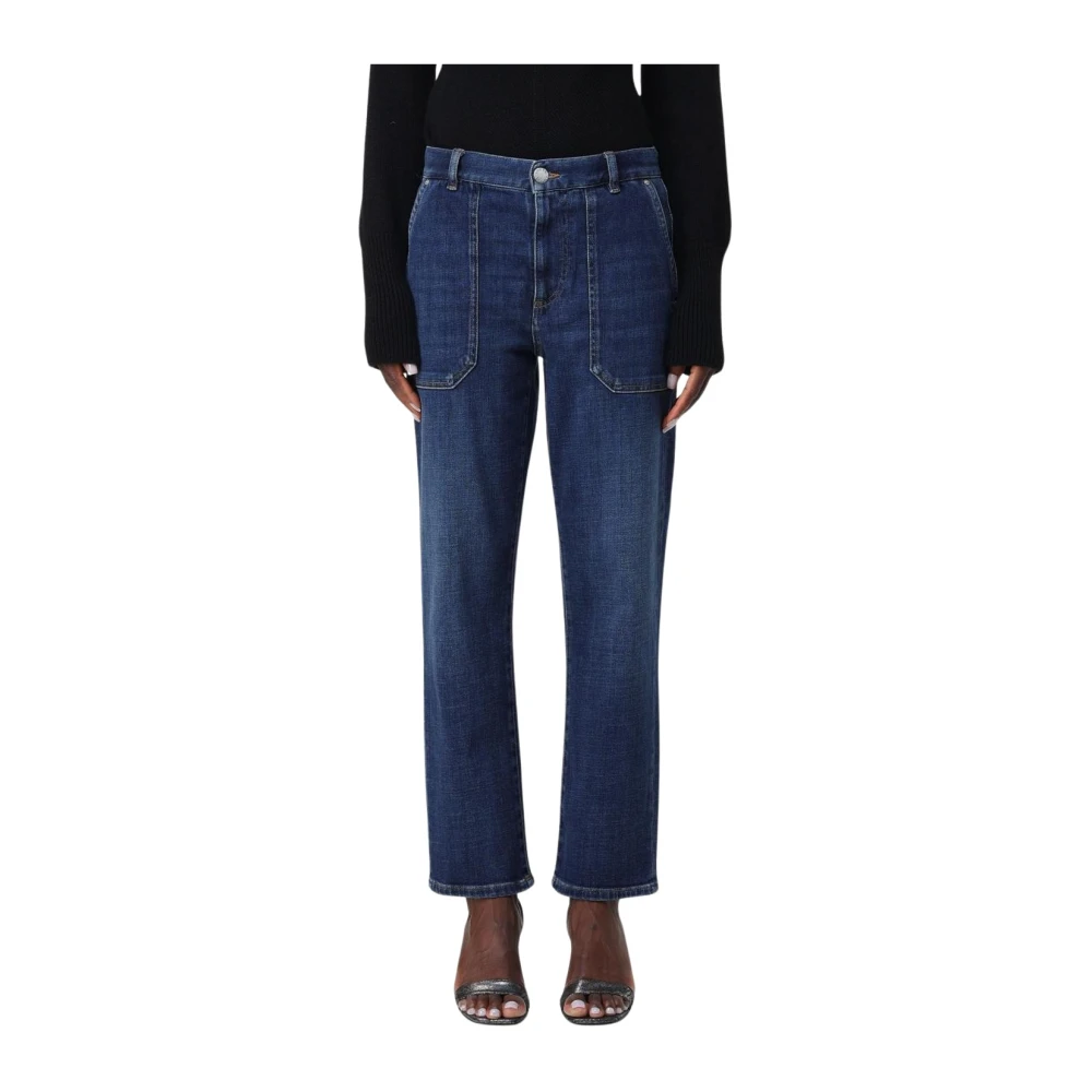 Pinko Blue Straight Fit Jeans, Female, W25, Cropped Straight Leg Jeans