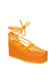 Orange Leder Sandalen mit Knöchelriemen zum Binden