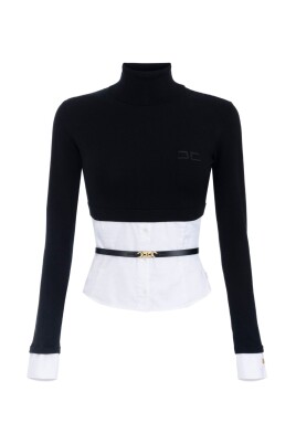 pull-noir-a-col-roule-avec-ceinture-logo-boucle