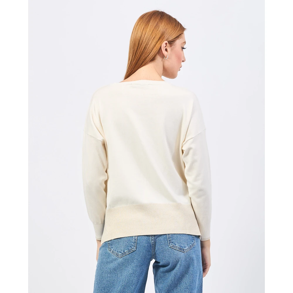 Gaudi Witte Trui Boothals Lange Mouw Beige Dames