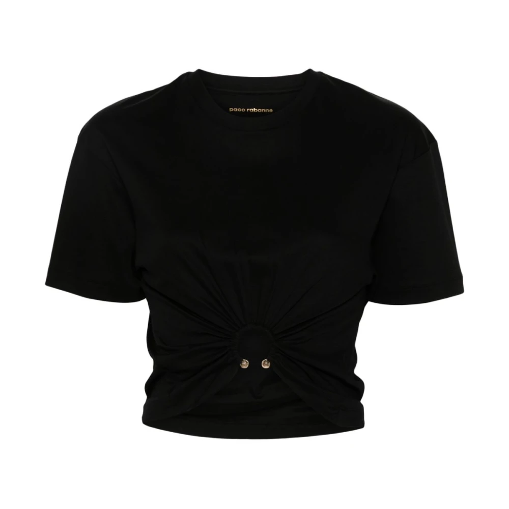 Rabanne Women's Black Jersey Crew Neck Top