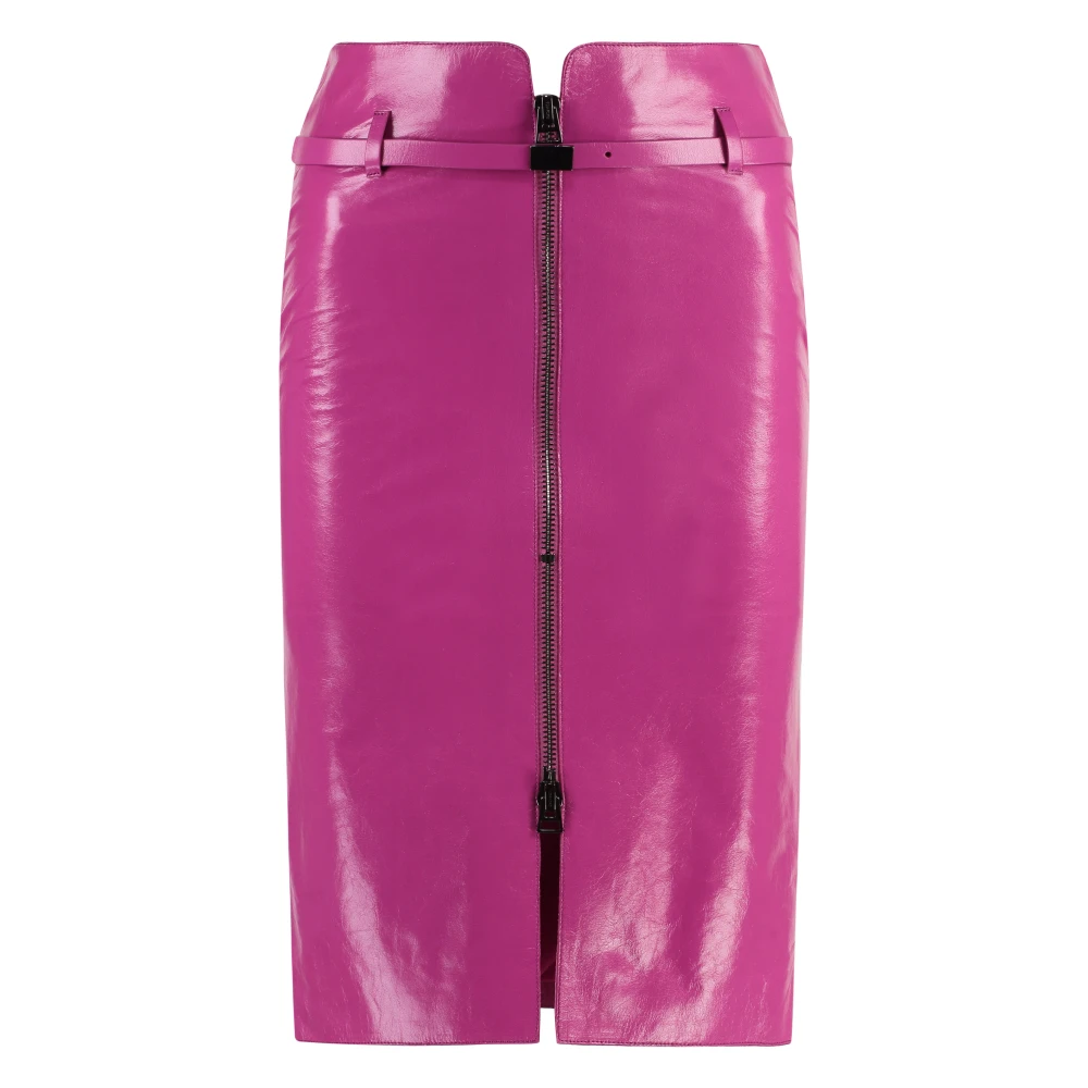 Tom Ford Leren Rok met Zijden Riem Pink Dames