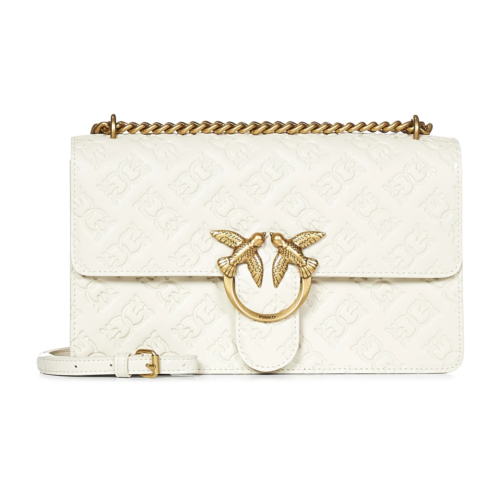 pinko Love Birds Diamond Cut Schoudertas White Dames