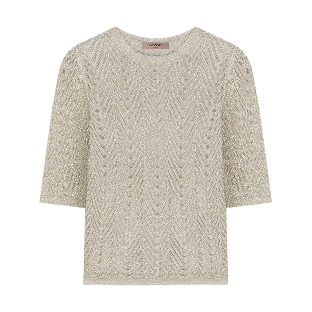 Twinset Gouden Lurex Gebreide Trui Gray Dames