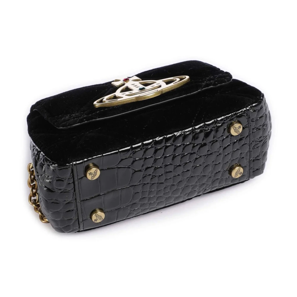 Vivienne Westwood Zwarte Gewatteerde Fluwele Schoudertas Black Dames