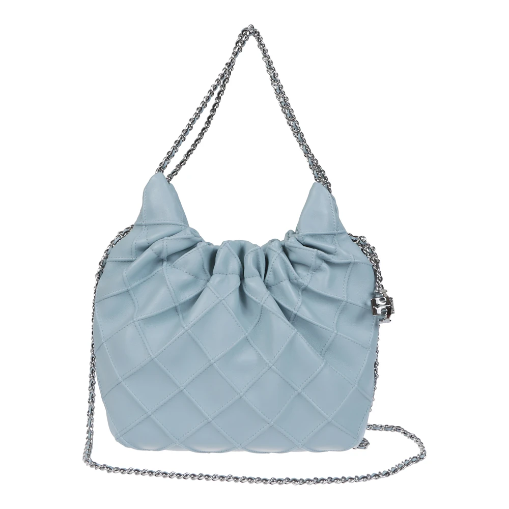TORY BURCH Diamant Pinces Leren Trekkoordtas Gray Dames