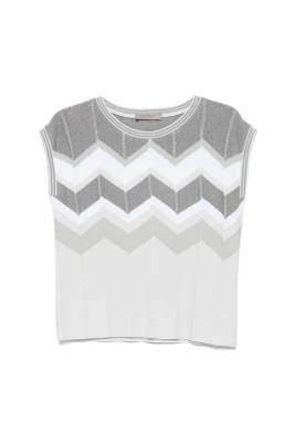 Metallic Chevron-Stickad Väst