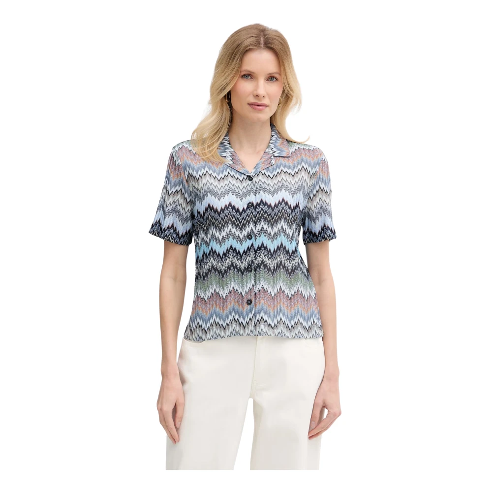 Missoni Donna Multicolor - Camicia In Viscosa A Maniche Corte Con Chevron - Blouses & Shirts - E - L