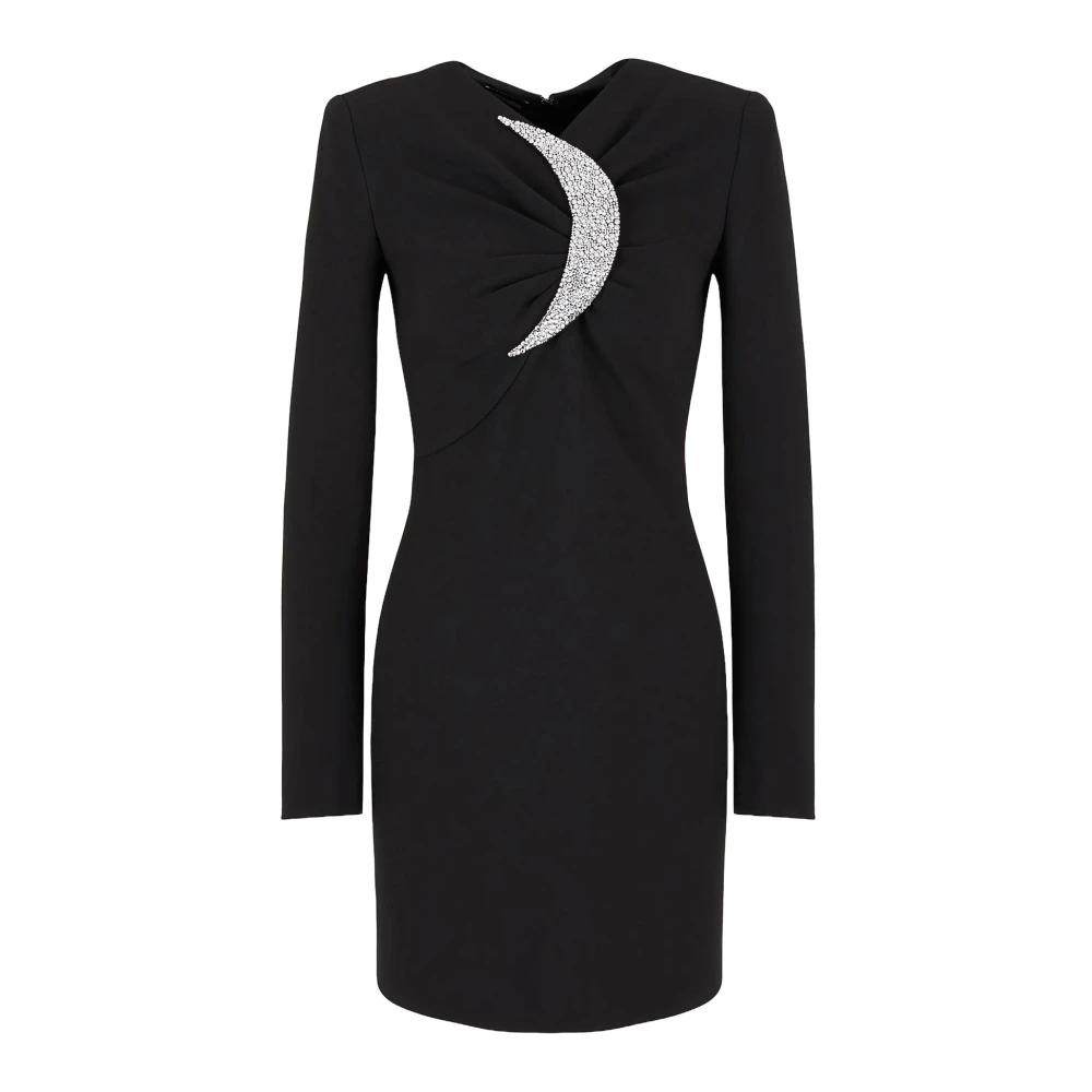 Emporio Armani Zwarte Gedrapeerde Cady Crepe Jurk Black Dames