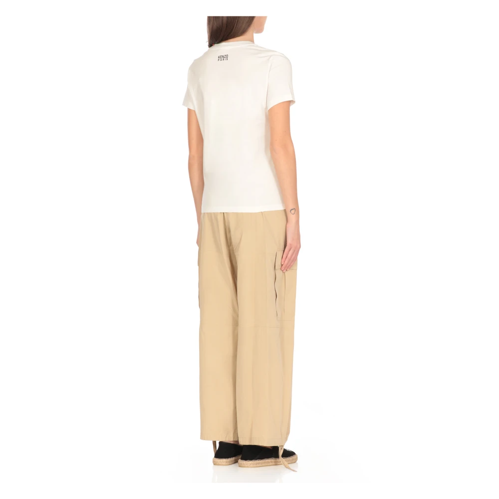 Kenzo Wit Katoenen T-shirt met Bedrukt Logo White Dames