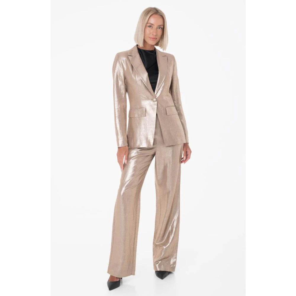 Guess Bronze Palazzo Broek met Hoge Taille Beige Dames