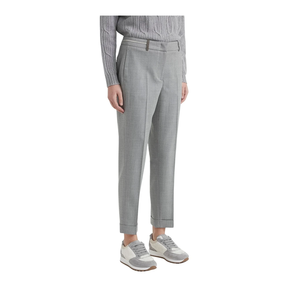 PESERICO Stretch wollen sigarettenbroek Gray Dames