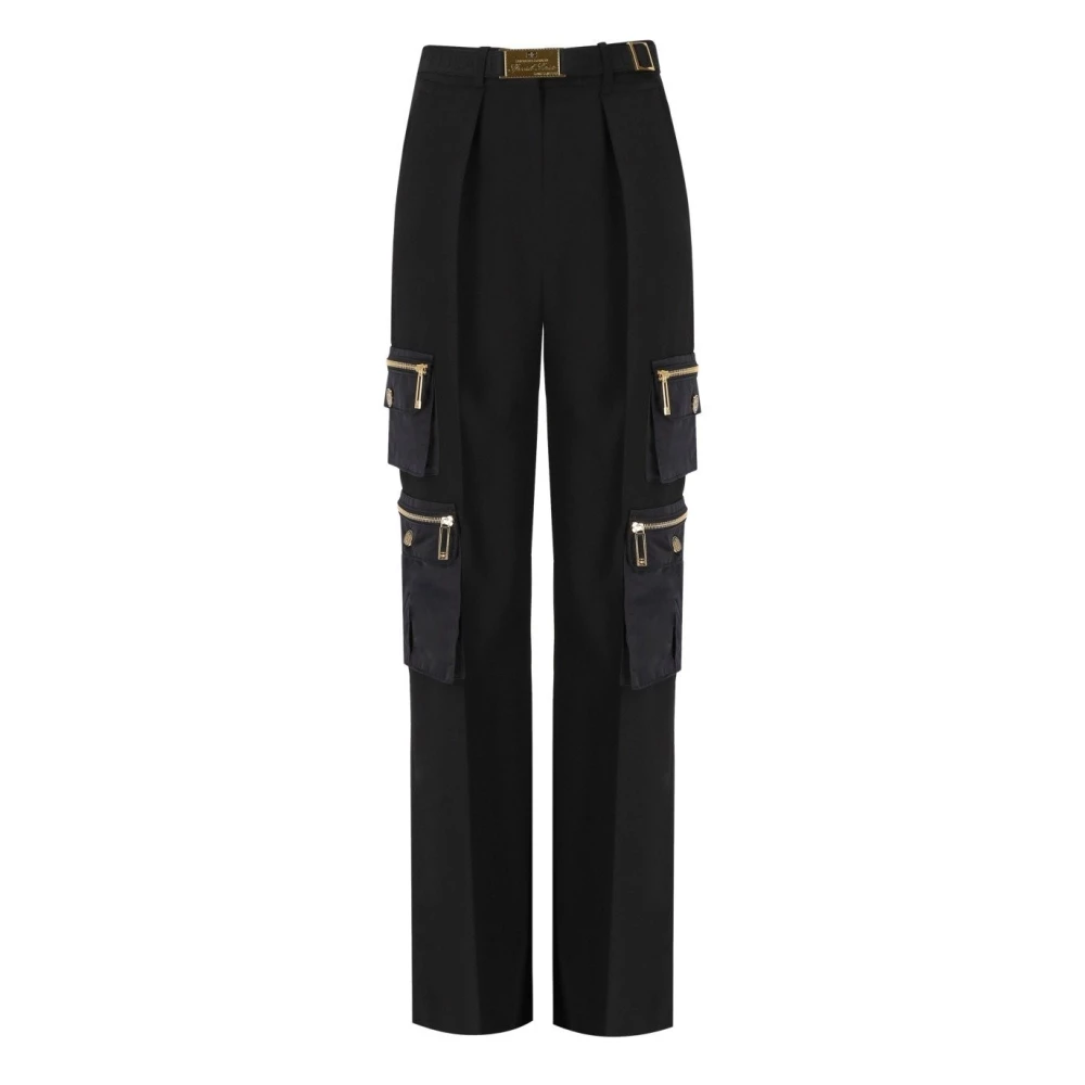 Elisabetta Franchi Zwarte Cargo Broek met Riem Black Dames
