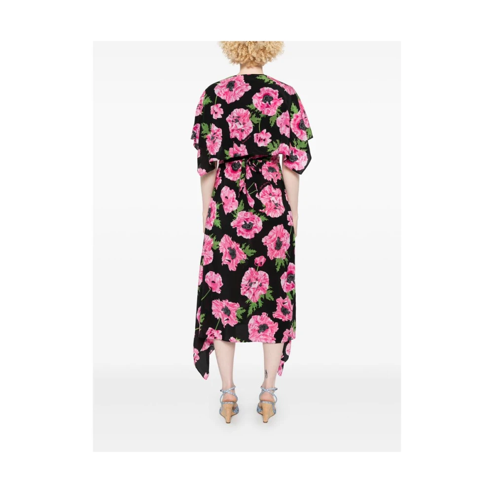 Stella Mccartney Zwarte Jurk met Zakken en Cape-inzet Multicolor Dames