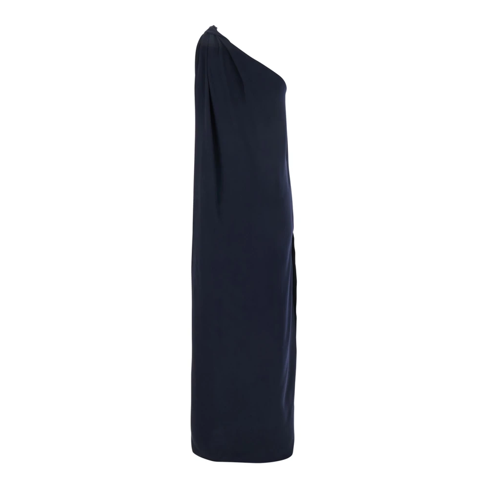 P.a.r.o.s.h. Blauwe One-Shoulder Lange Jurk van Tech Stof Blue Dames