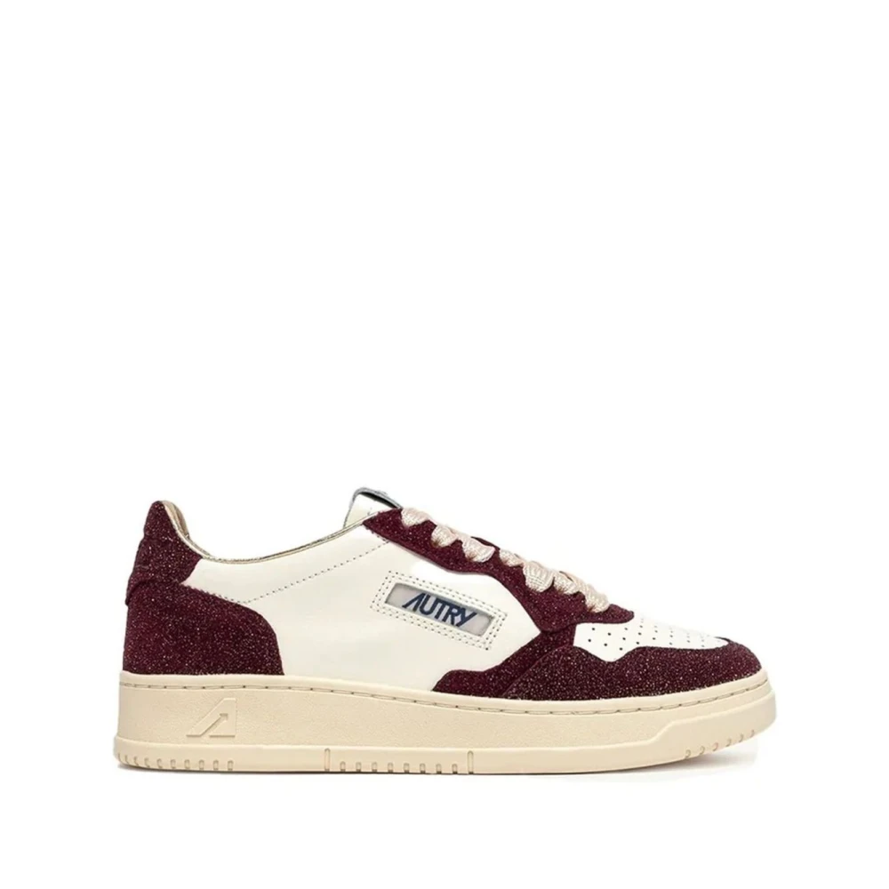 Autry Glitter Panel Leren Sneakers Dames Schoenen Wit
