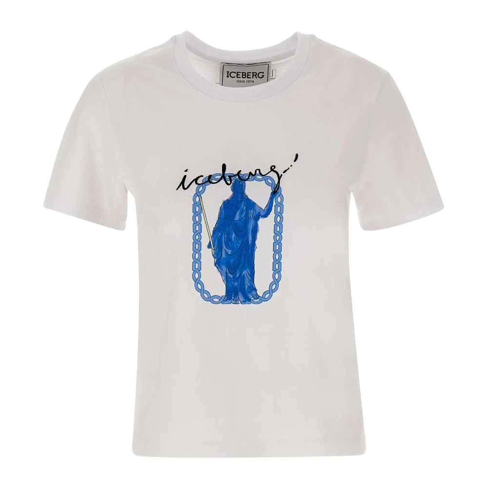 Iceberg Dames Roma Print Katoenen T-Shirt White Dames