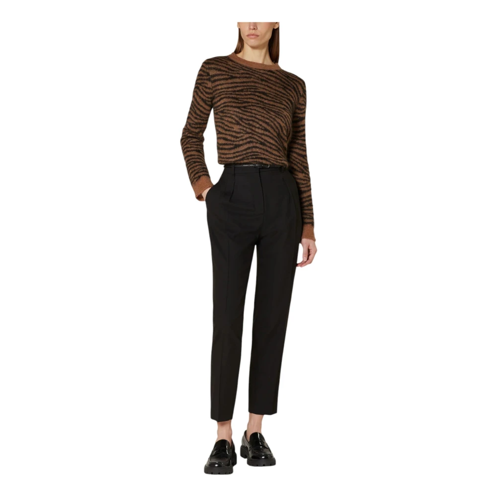 Max Mara Klassieke Vrouwelijke Tapered Leg Broek Black Dames