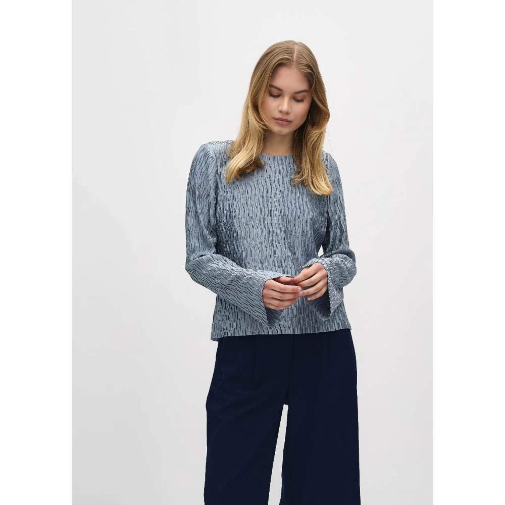 MbyM Gestructureerde Blauwe Blouse Azuria Blue Dames