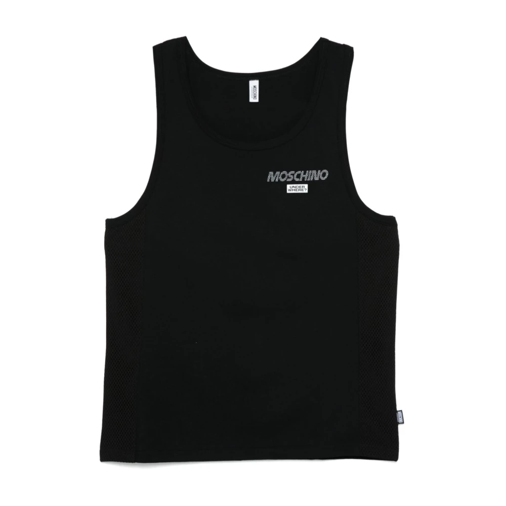 Moschino Zwart Logo Tag Scoop Neck T-shirt Black Heren