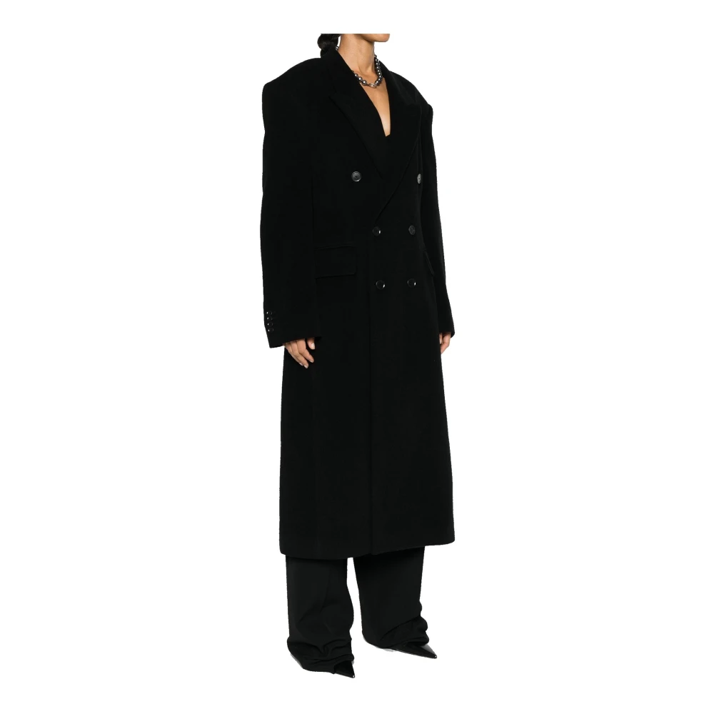 Balenciaga Luxe Zwarte Cinched Coat Aw24 Black Dames