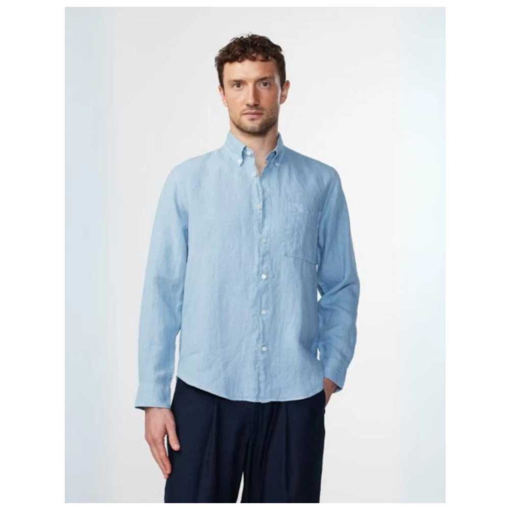 Nn07 Casual linnen overhemd Blue Heren