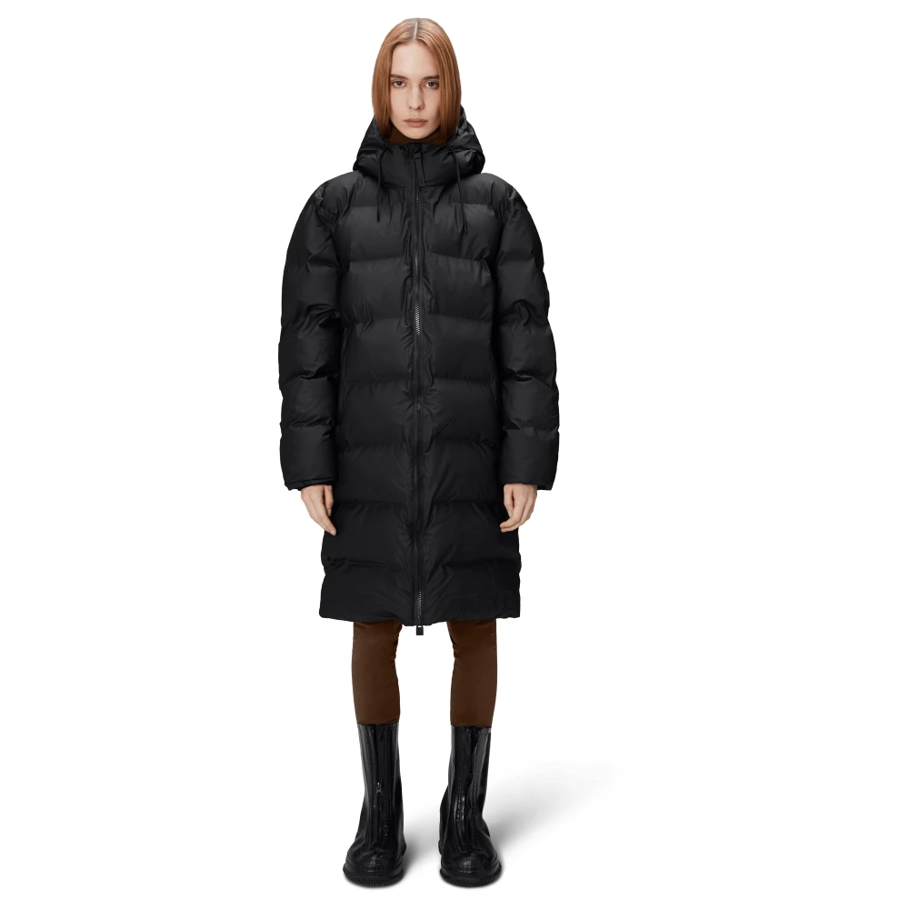Rains Lange Pufferjas Black Dames