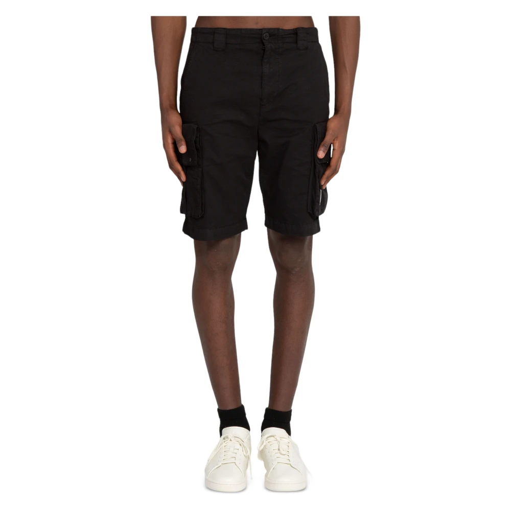 C.P. Company Cargo Shorts in Stretch Twill Stof Black Heren