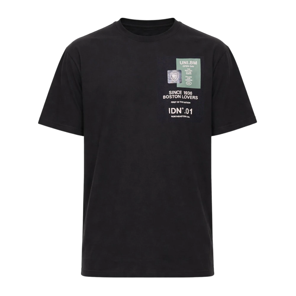 Blauer Mannelijk Zwart Tops Heren, L, Katoen, Brush T-Shirt