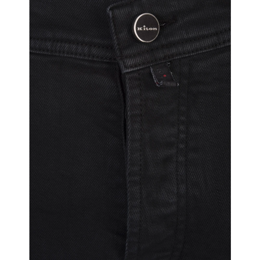 Kiton Zwarte Slim-Fit Denim Jeans Black Heren